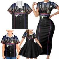 Mabuhay Philippines Festival Family Matching Short Sleeve Bodycon Dress and Hawaiian Shirt Filipino Map Sampaguita Igorot Pattern