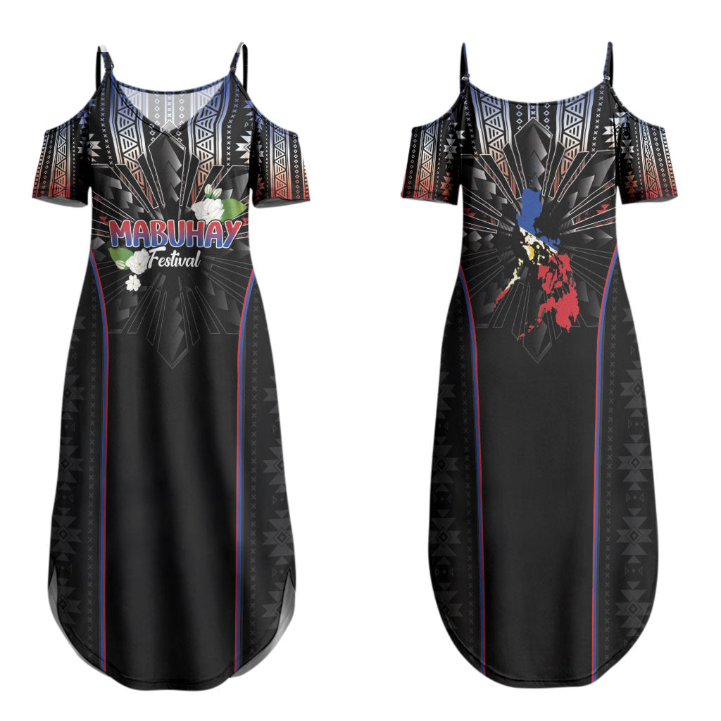 Mabuhay Philippines Festival Family Matching Summer Maxi Dress and Hawaiian Shirt Filipino Map Sampaguita Igorot Pattern