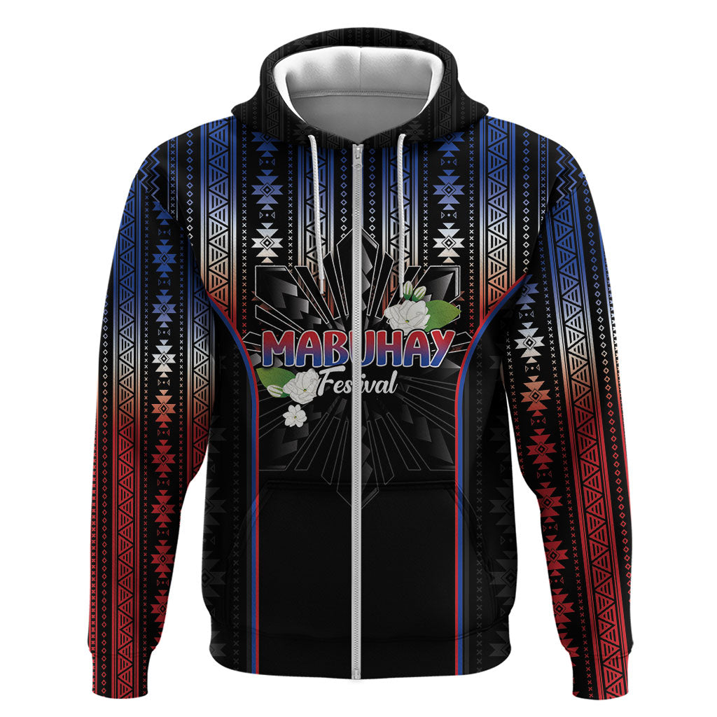 Mabuhay Philippines Festival Hoodie Filipino Map Sampaguita Igorot Pattern