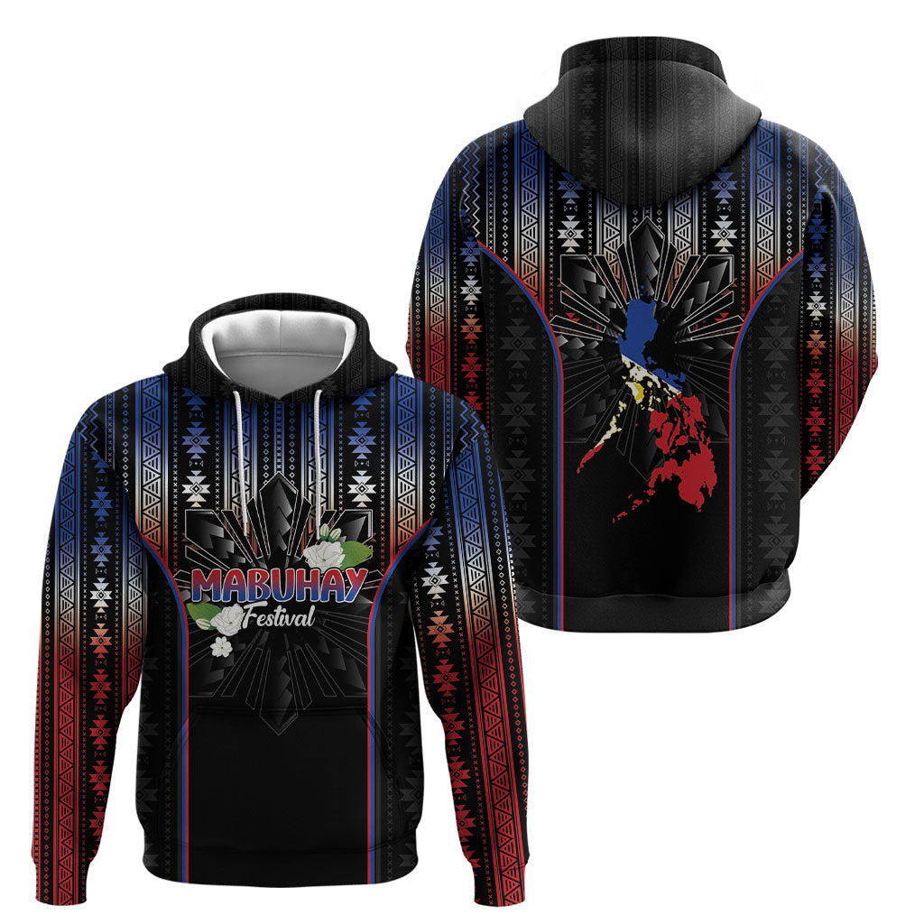 Mabuhay Philippines Festival Hoodie Filipino Map Sampaguita Igorot Pattern