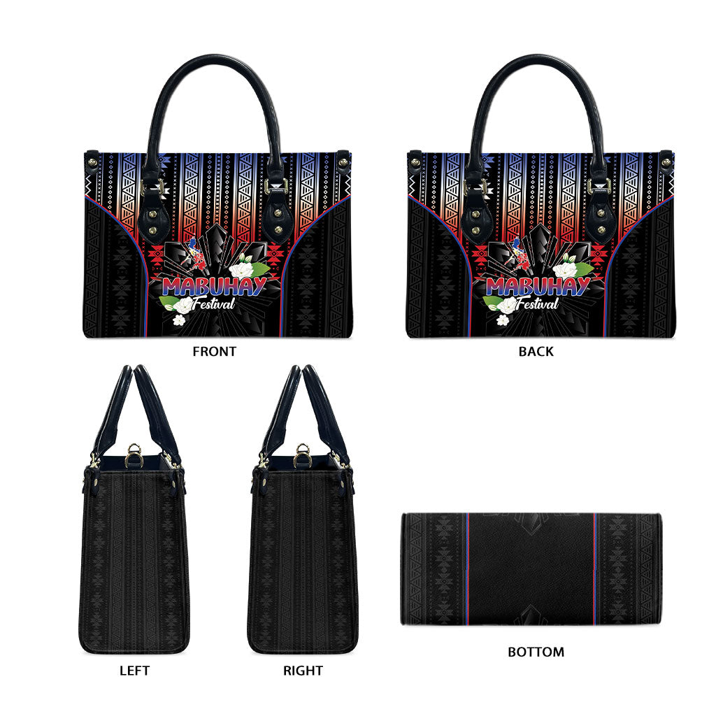Mabuhay Philippines Festival Leather Bag Filipino Map Sampaguita Igorot Pattern