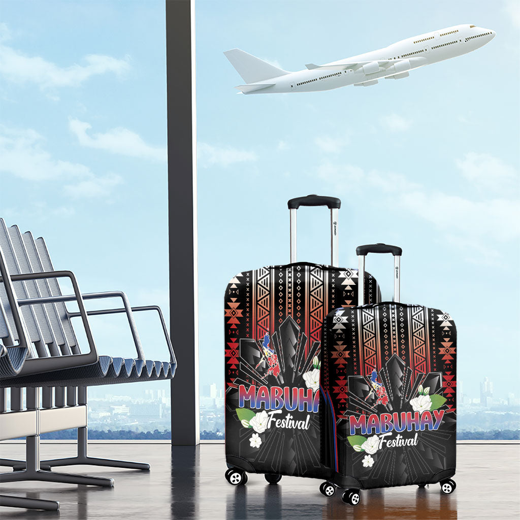Mabuhay Philippines Festival Luggage Cover Filipino Map Sampaguita Igorot Pattern