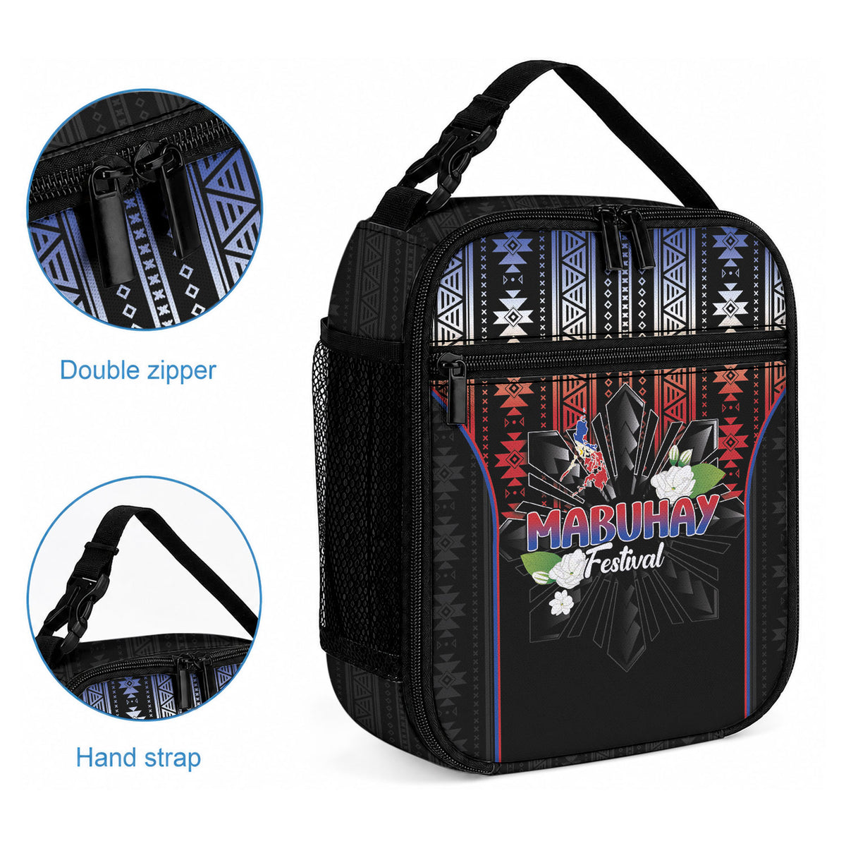 Mabuhay Philippines Festival Lunch Bag Filipino Map Sampaguita Igorot Pattern