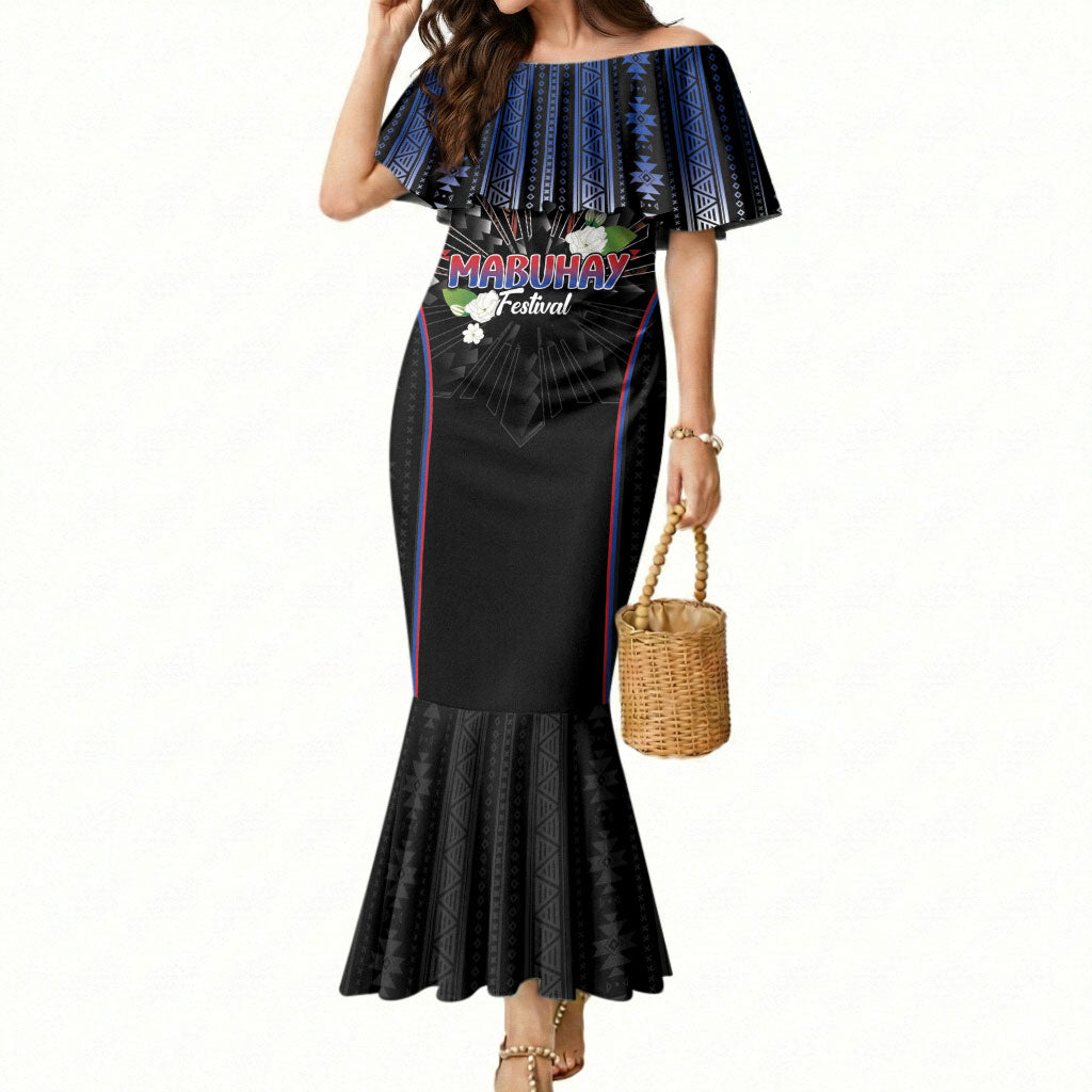 Mabuhay Philippines Festival Mermaid Dress Filipino Map Sampaguita Igorot Pattern