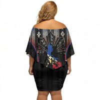 Mabuhay Philippines Festival Off Shoulder Short Dress Filipino Map Sampaguita Igorot Pattern