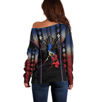 Mabuhay Philippines Festival Off Shoulder Sweater Filipino Map Sampaguita Igorot Pattern