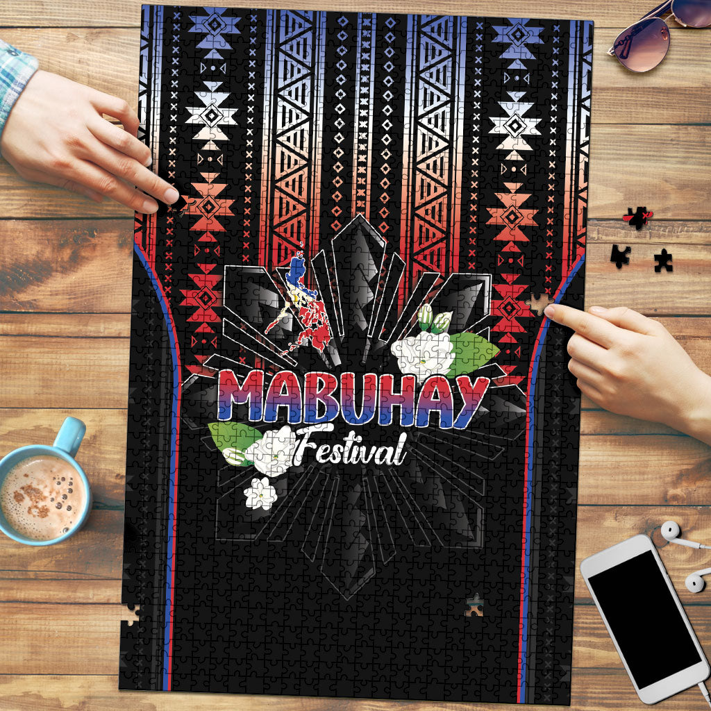 Mabuhay Philippines Festival Puzzle Filipino Map Sampaguita Igorot Pattern
