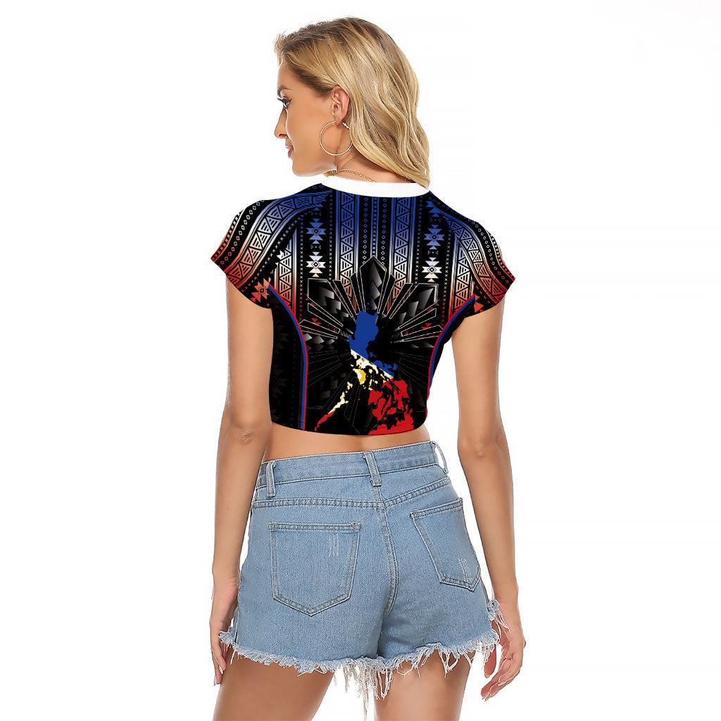 Mabuhay Philippines Festival Raglan Cropped T Shirt Filipino Map Sampaguita Igorot Pattern
