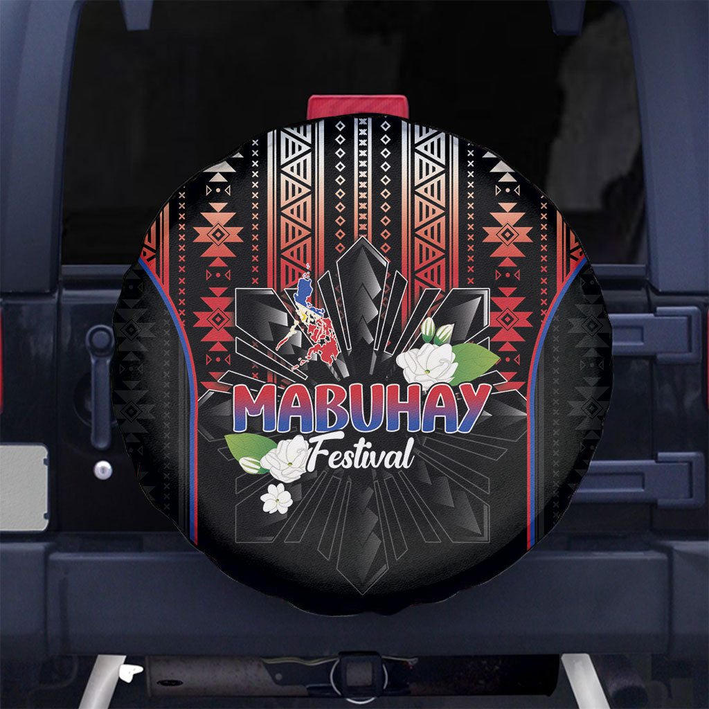 Mabuhay Philippines Festival Spare Tire Cover Filipino Map Sampaguita Igorot Pattern