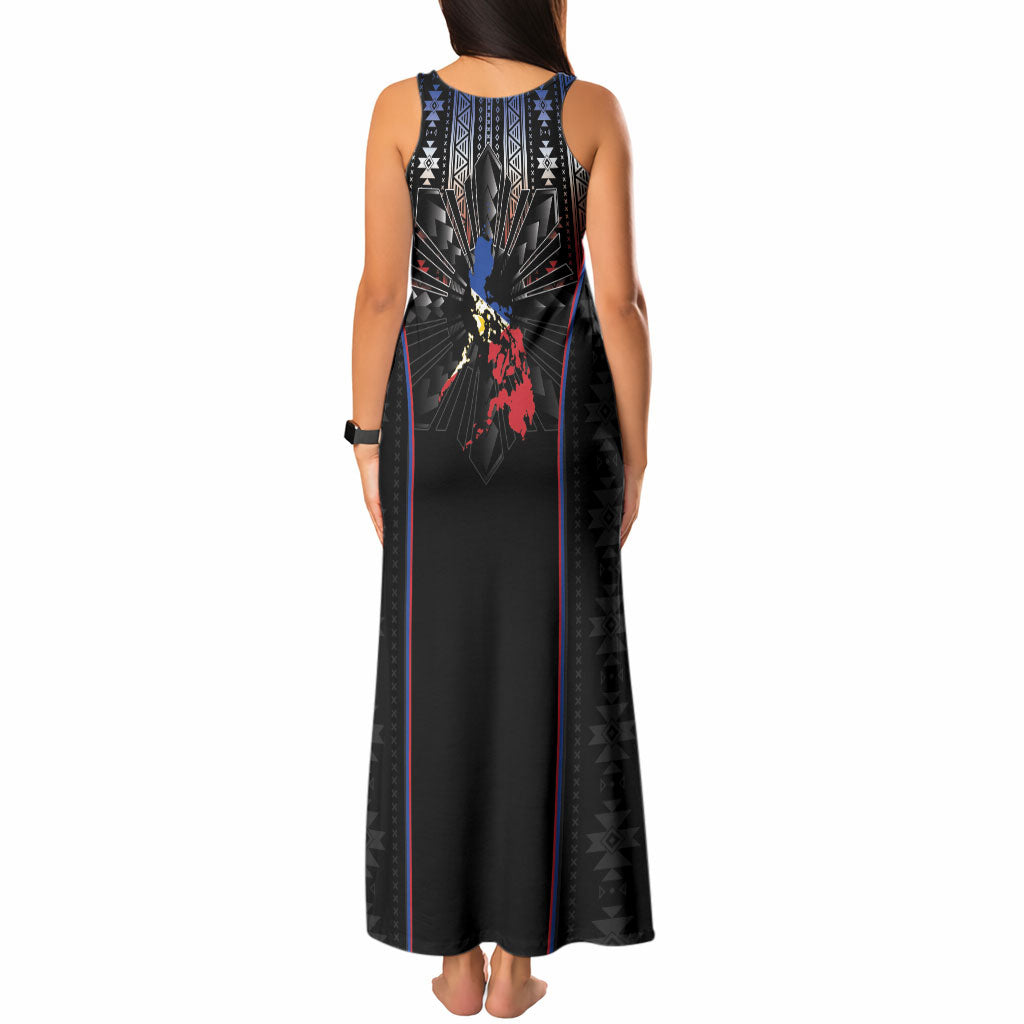 Mabuhay Philippines Festival Tank Maxi Dress Filipino Map Sampaguita Igorot Pattern