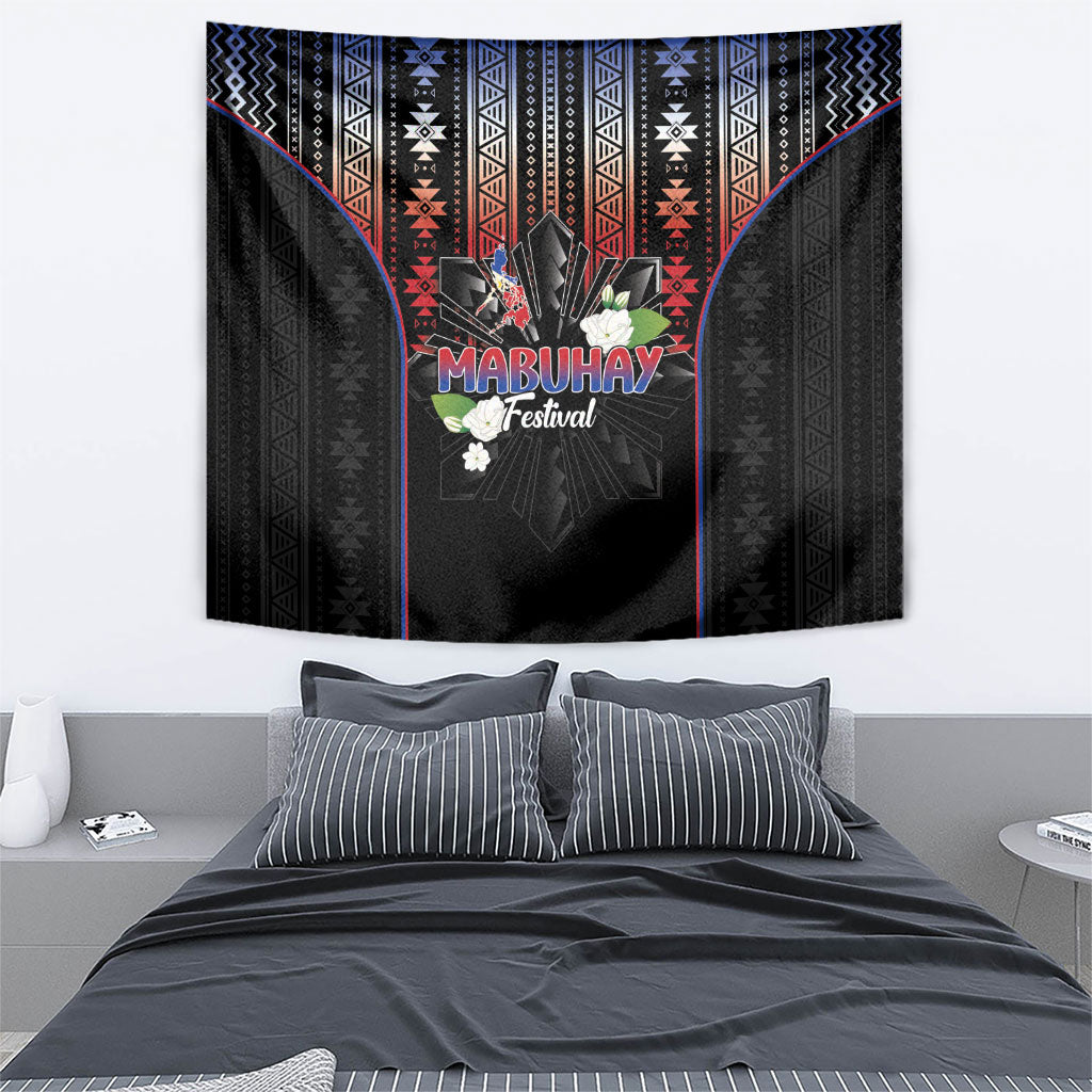 Mabuhay Philippines Festival Tapestry Filipino Map Sampaguita Igorot Pattern