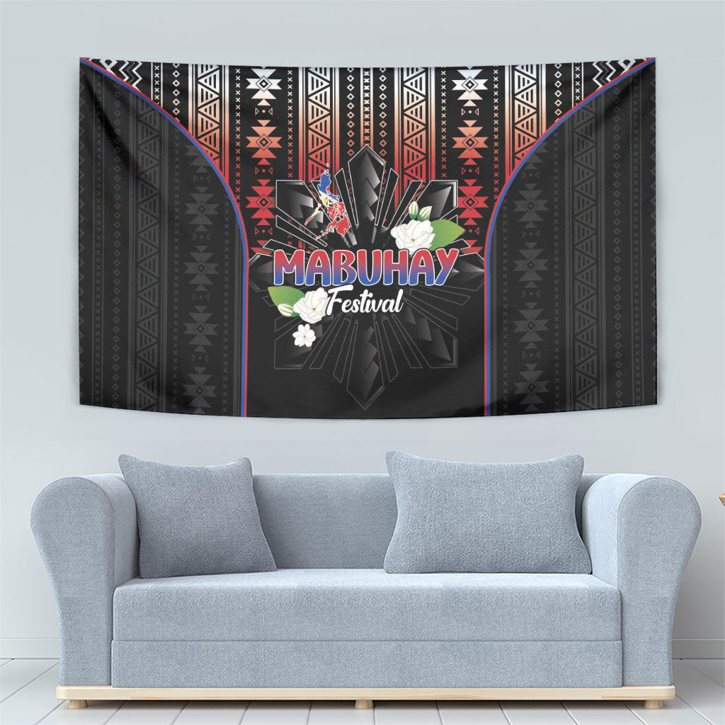 Mabuhay Philippines Festival Tapestry Filipino Map Sampaguita Igorot Pattern