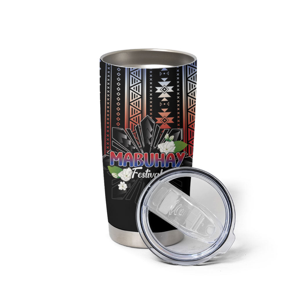 Mabuhay Philippines Festival Tumbler Cup Filipino Map Sampaguita Igorot Pattern