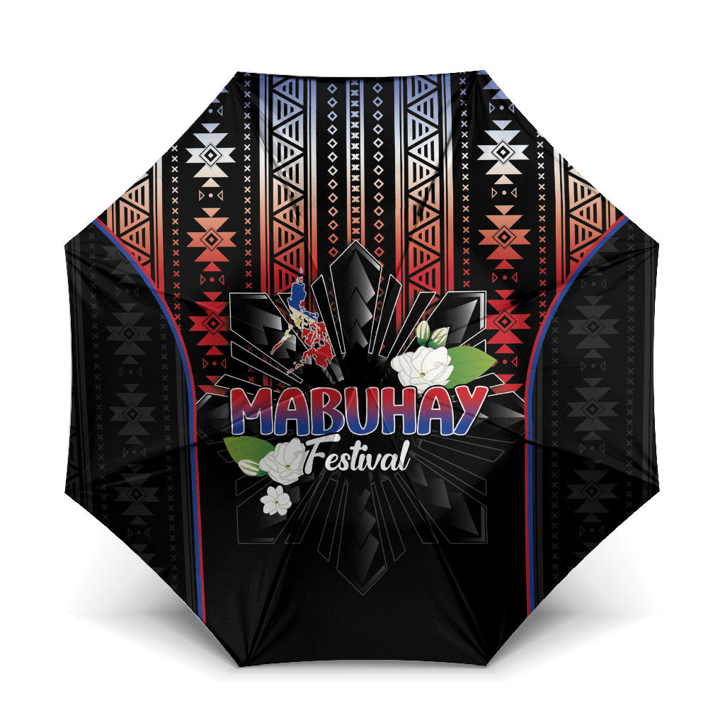 Mabuhay Philippines Festival Umbrella Filipino Map Sampaguita Igorot Pattern
