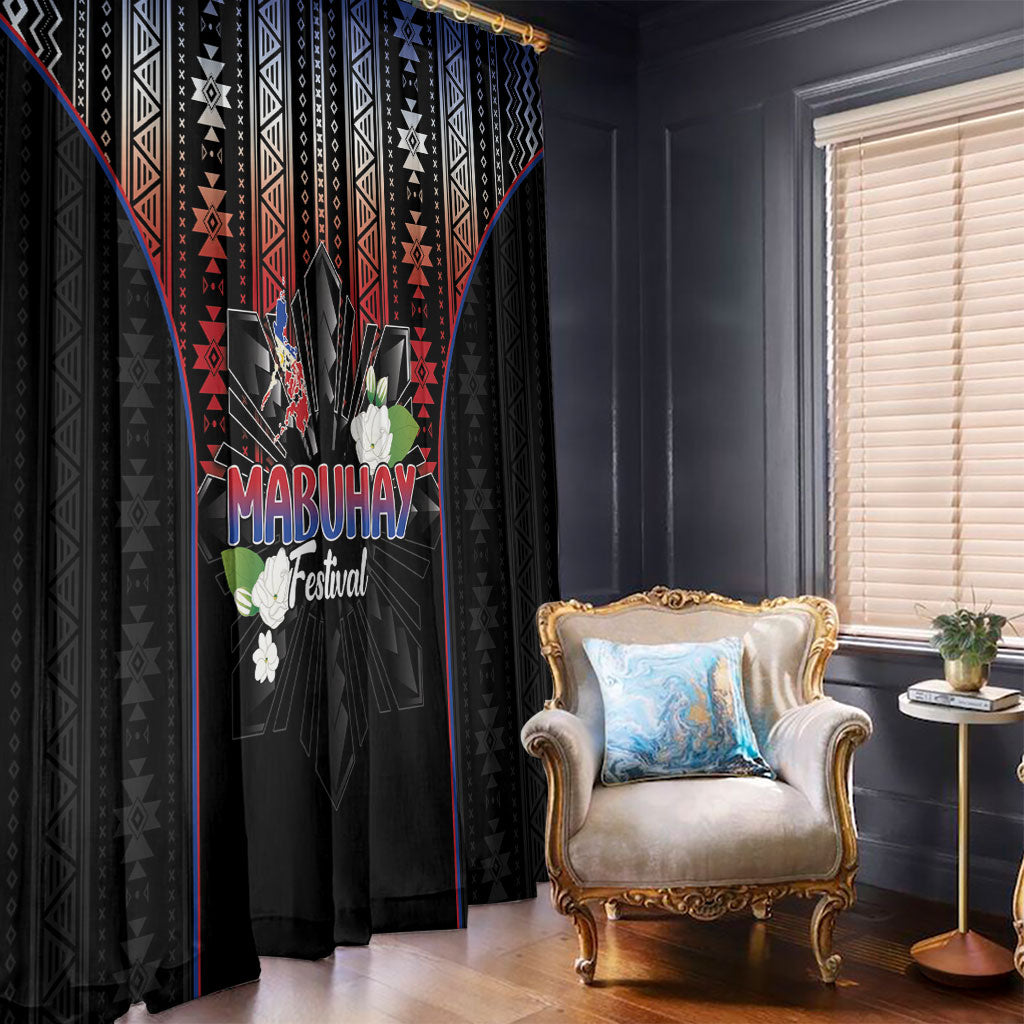Mabuhay Philippines Festival Window Curtain Filipino Map Sampaguita Igorot Pattern