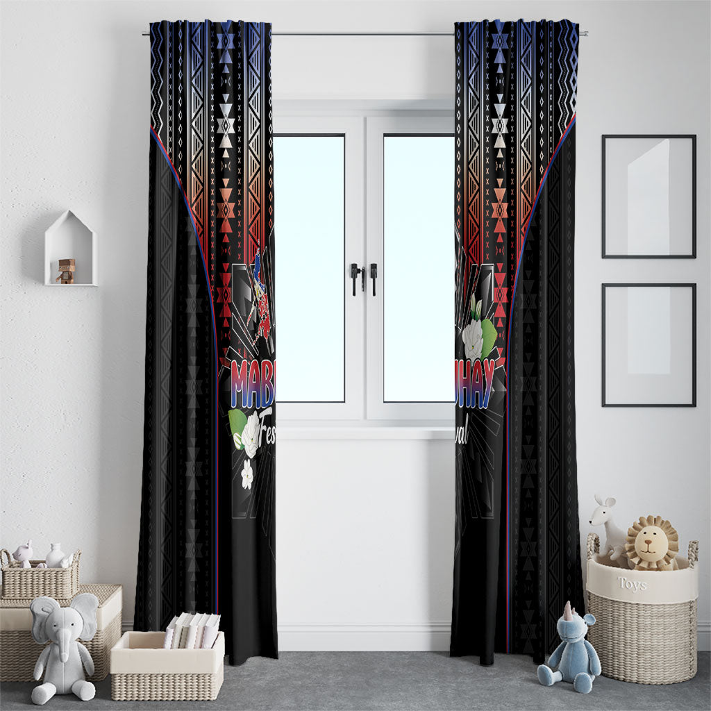Mabuhay Philippines Festival Window Curtain Filipino Map Sampaguita Igorot Pattern
