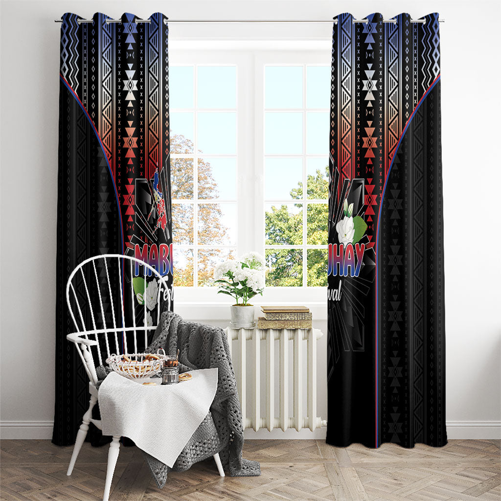 Mabuhay Philippines Festival Window Curtain Filipino Map Sampaguita Igorot Pattern