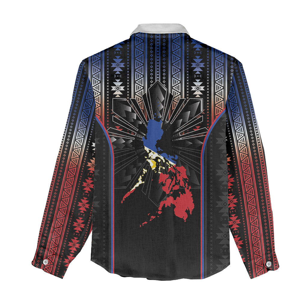 Mabuhay Philippines Festival Women Casual Shirt Filipino Map Sampaguita Igorot Pattern