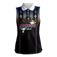 Mabuhay Philippines Festival Women Sleeveless Polo Shirt Filipino Map Sampaguita Igorot Pattern