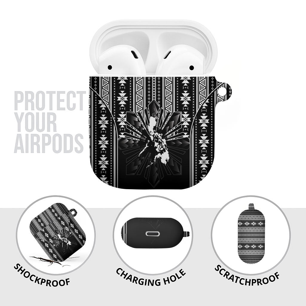 Mabuhay Philippines Festival AirPods Case Filipino Map Black White Igorot Pattern