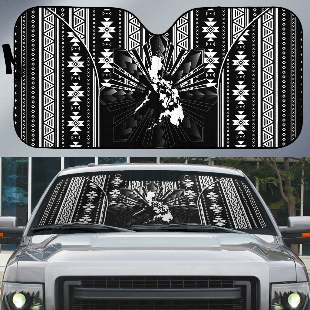 Mabuhay Philippines Festival Auto Sun Shade Filipino Map Black White Igorot Pattern