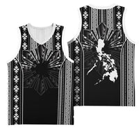 Mabuhay Philippines Festival Basketball Jersey Filipino Map Black White Igorot Pattern