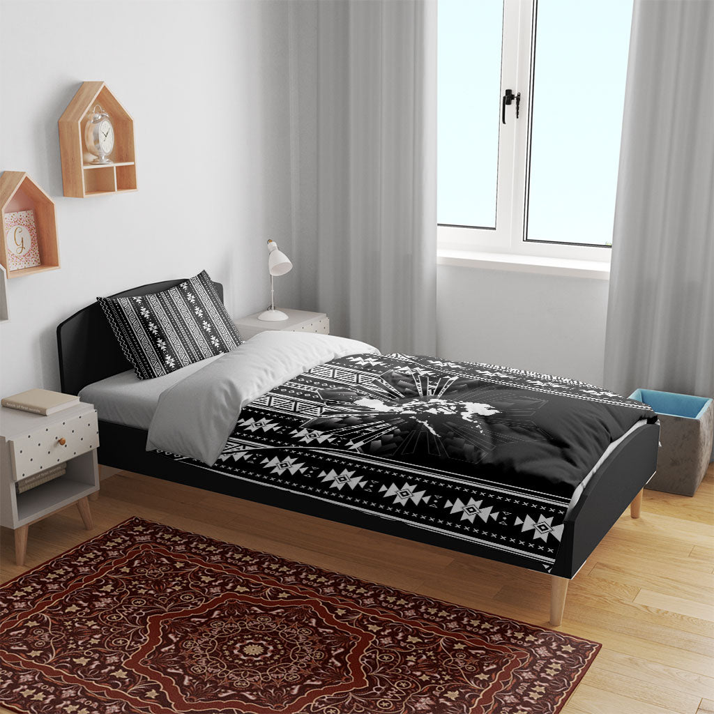 Mabuhay Philippines Festival Bedding Set Filipino Map Black White Igorot Pattern