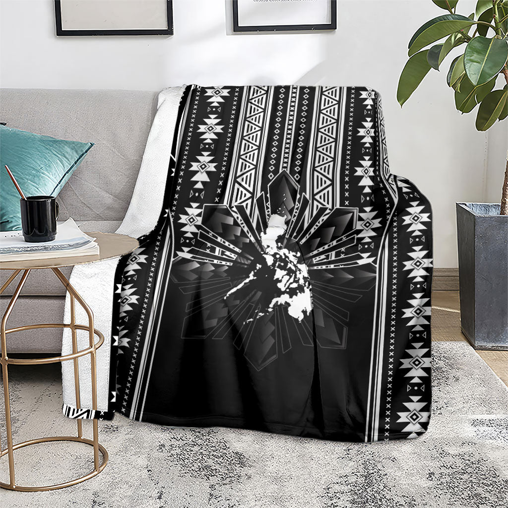Mabuhay Philippines Festival Blanket Filipino Map Black White Igorot Pattern