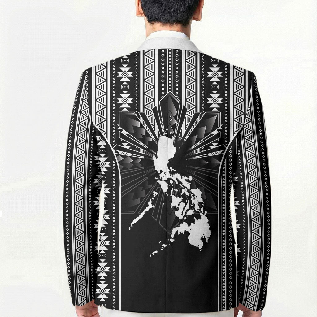 Mabuhay Philippines Festival Blazer Filipino Map Black White Igorot Pattern