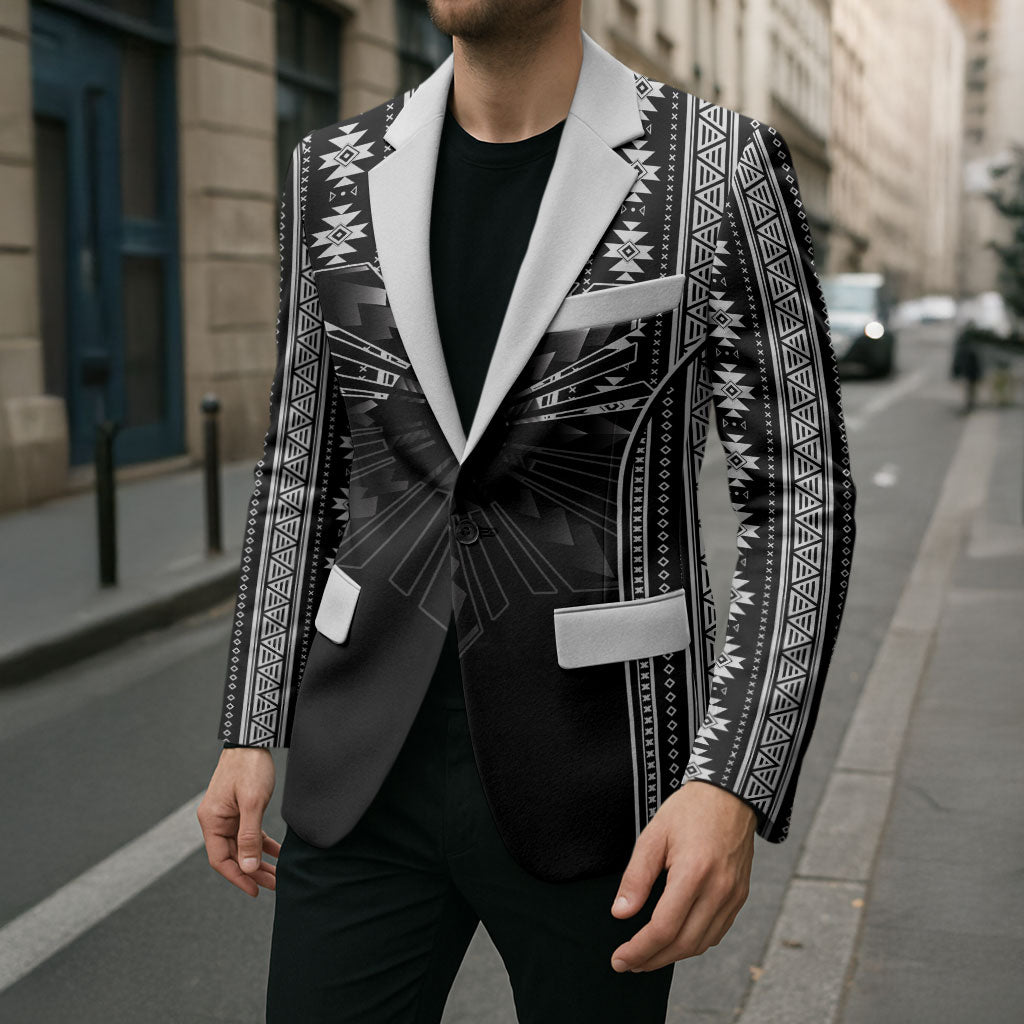 Mabuhay Philippines Festival Blazer Filipino Map Black White Igorot Pattern