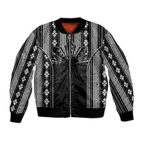Mabuhay Philippines Festival Bomber Jacket Filipino Map Black White Igorot Pattern