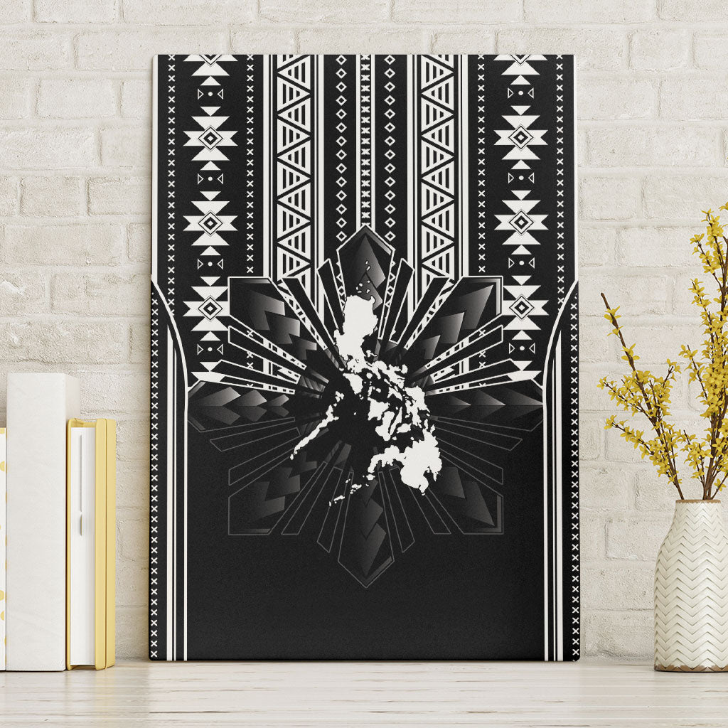 Mabuhay Philippines Festival Canvas Wall Art Filipino Map Black White Igorot Pattern