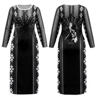 Mabuhay Philippines Festival Couples Matching Long Sleeve Bodycon Dress and Long Sleeve Button Shirt Filipino Map Black White Igorot Pattern