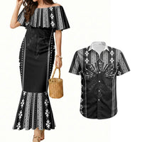 Mabuhay Philippines Festival Couples Matching Mermaid Dress and Hawaiian Shirt Filipino Map Black White Igorot Pattern