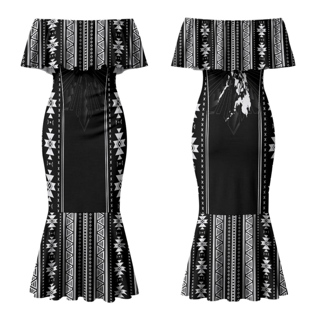 Mabuhay Philippines Festival Couples Matching Mermaid Dress and Hawaiian Shirt Filipino Map Black White Igorot Pattern