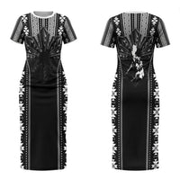 Mabuhay Philippines Festival Couples Matching Short Sleeve Bodycon Dress and Hawaiian Shirt Filipino Map Black White Igorot Pattern