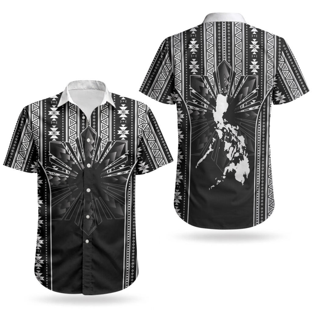 Mabuhay Philippines Festival Couples Matching Summer Maxi Dress and Hawaiian Shirt Filipino Map Black White Igorot Pattern