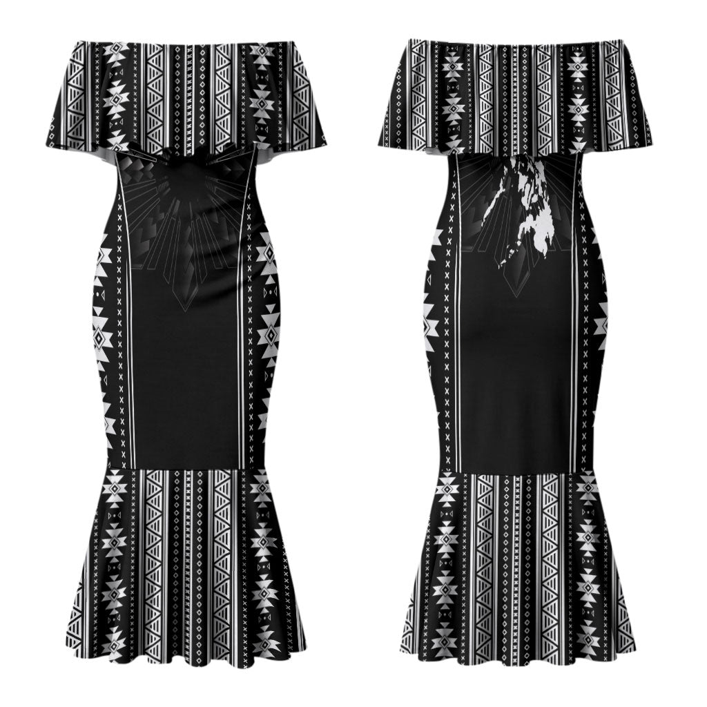 Mabuhay Philippines Festival Family Matching Mermaid Dress and Hawaiian Shirt Filipino Map Black White Igorot Pattern