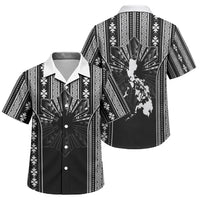 Mabuhay Philippines Festival Family Matching Off Shoulder Maxi Dress and Hawaiian Shirt Filipino Map Black White Igorot Pattern