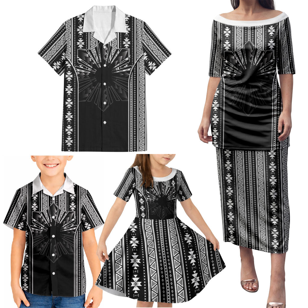 Mabuhay Philippines Festival Family Matching Puletasi and Hawaiian Shirt Filipino Map Black White Igorot Pattern LT14 - Polynesian Pride