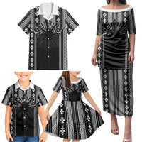 Mabuhay Philippines Festival Family Matching Puletasi and Hawaiian Shirt Filipino Map Black White Igorot Pattern