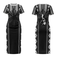 Mabuhay Philippines Festival Family Matching Short Sleeve Bodycon Dress and Hawaiian Shirt Filipino Map Black White Igorot Pattern