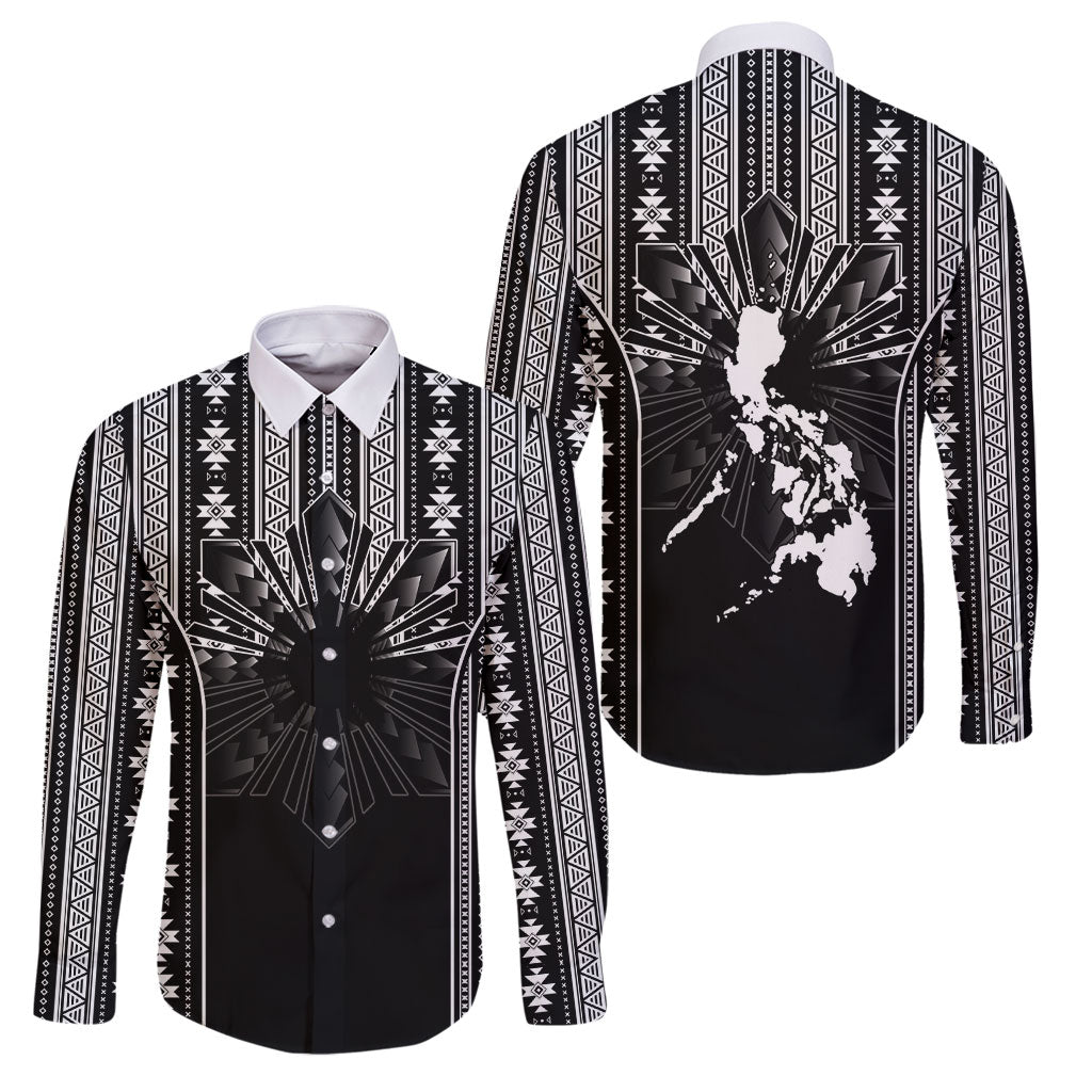 Mabuhay Philippines Festival Family Matching Short Sleeve Bodycon Dress and Hawaiian Shirt Filipino Map Black White Igorot Pattern