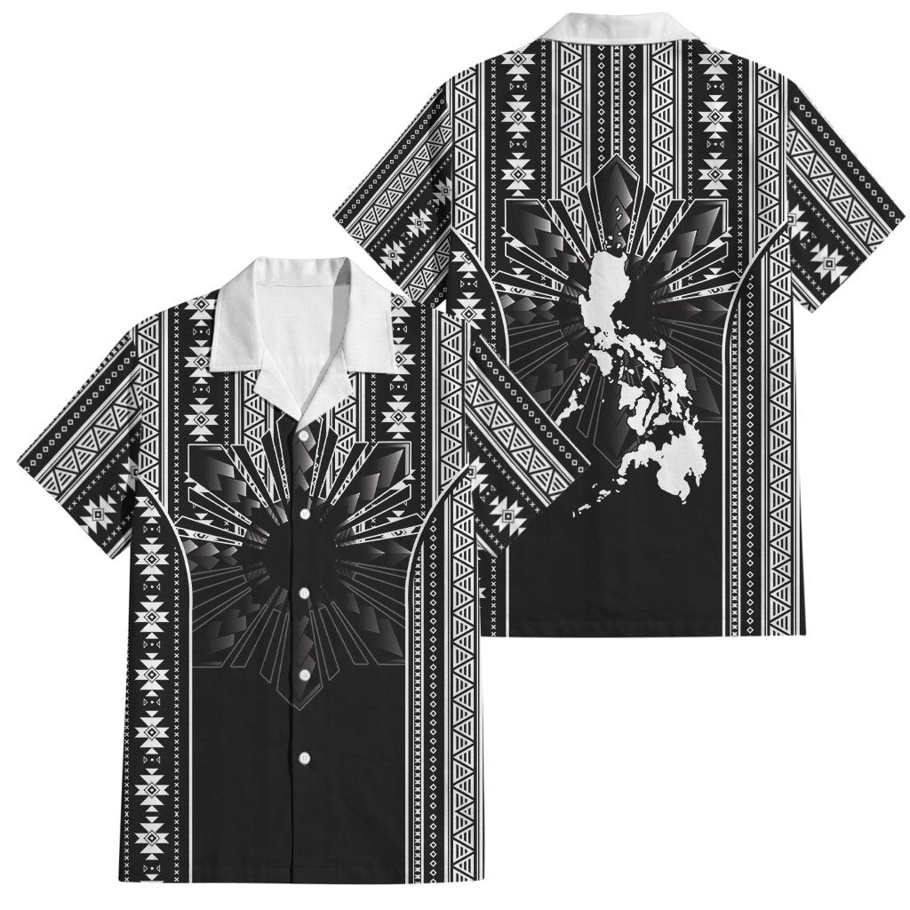 Mabuhay Philippines Festival Family Matching Summer Maxi Dress and Hawaiian Shirt Filipino Map Black White Igorot Pattern