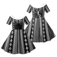 Mabuhay Philippines Festival Family Matching Summer Maxi Dress and Hawaiian Shirt Filipino Map Black White Igorot Pattern