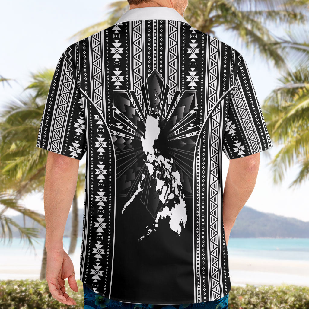Mabuhay Philippines Festival Hawaiian Shirt Filipino Map Black White Igorot Pattern