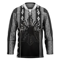Mabuhay Philippines Festival Hockey Jersey Filipino Map Black White Igorot Pattern