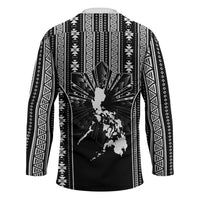 Mabuhay Philippines Festival Hockey Jersey Filipino Map Black White Igorot Pattern