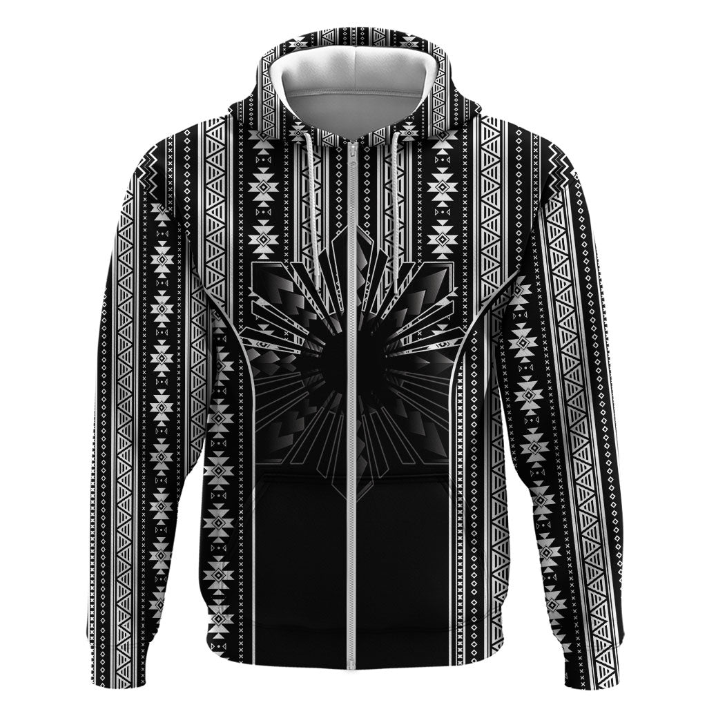 Mabuhay Philippines Festival Hoodie Filipino Map Black White Igorot Pattern