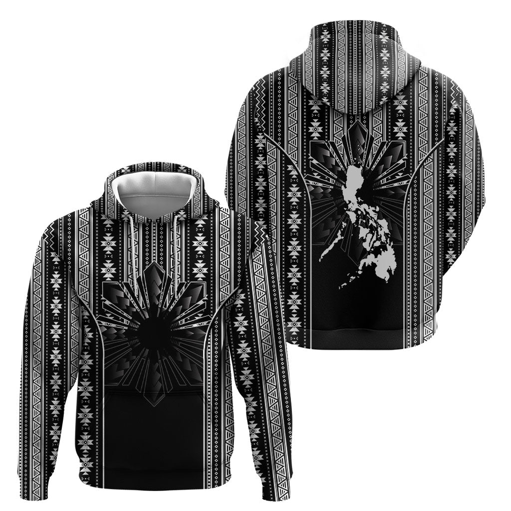Mabuhay Philippines Festival Hoodie Filipino Map Black White Igorot Pattern